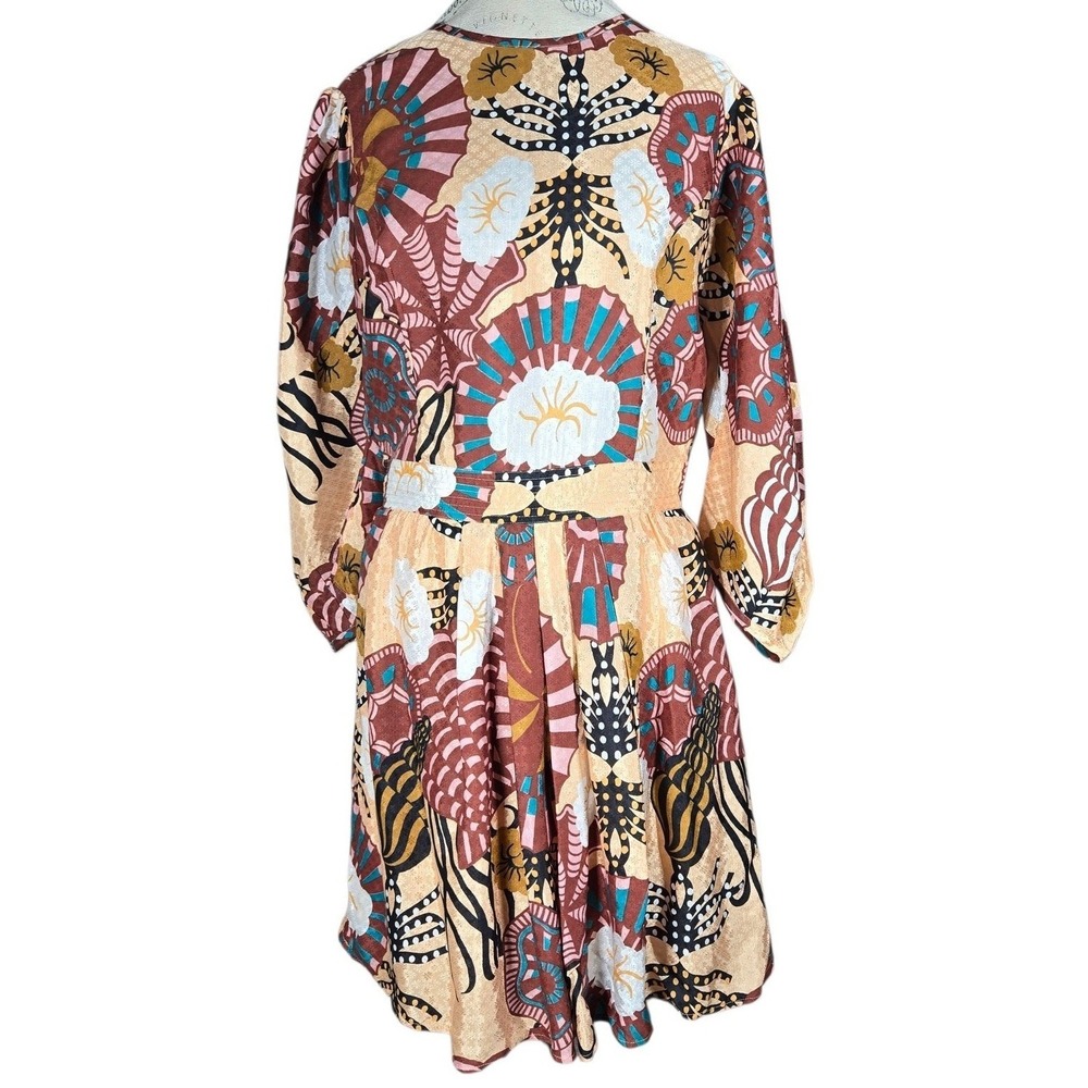 Maison Scotch Soda Womens L Sun Ray Print Long Sleeve Shift Dress Geo Celestial